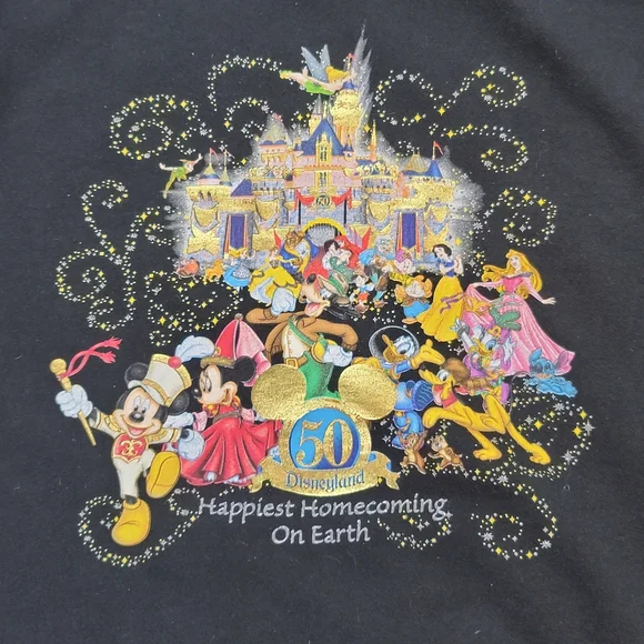 Disneyland Zip Up Hoodie Mens XL 50th Anniversary Jacket Black Mickey Mouse - Picture 8 of 9